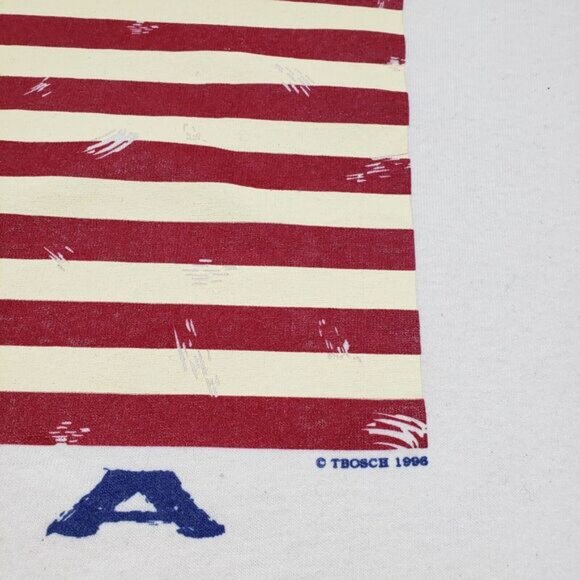 Vintage Biker Trash Shirt Adult Large Beige Flag Made USA 1996 Single‎ Stitch - Picture 6 of 6